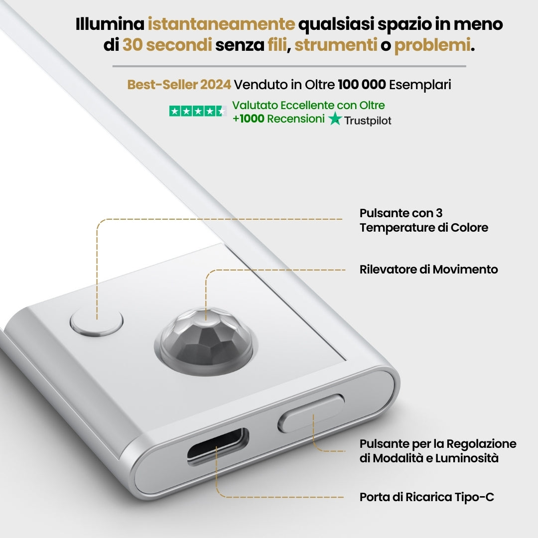Movimento 3.0™  | Barra LED senza fili con sensore di movimento